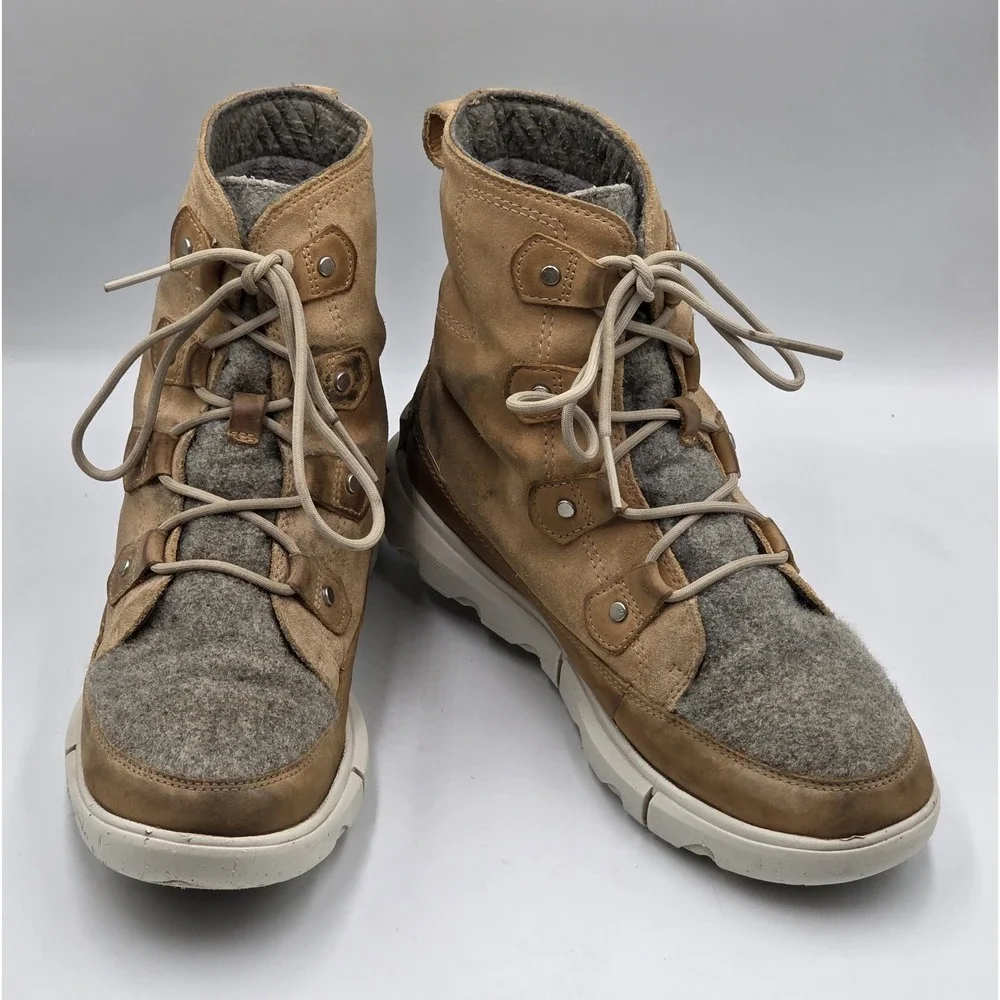 Sorel Women's 10 Explorer‎ II Joan Felt Waterproof Leather Suede Faux-fur Boots